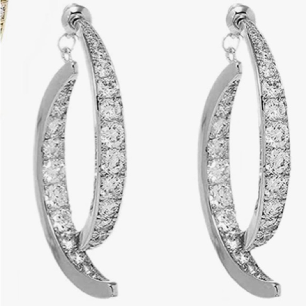 Cross Curved Earrings, Elegant Curved Stick Front Back Linear Drop Earrings